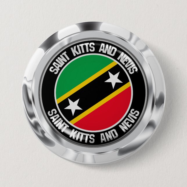 Bóton Redondo 7.62cm Santo Kitts e Nevis Round Emblem (Frente)