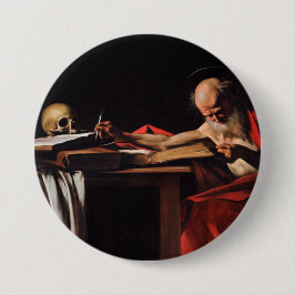 Bóton Redondo 7.62cm São Jerônimo Escrevendo (por Caravaggio)