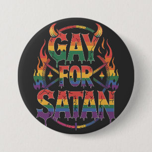 Bóton Redondo 7.62cm Satã de granizo Arco-Íris Baphomet Diabo Goat LGBT