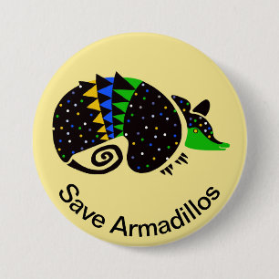Bóton Redondo 7.62cm Save ARMADILLOS - Imagem animal ameaçada -