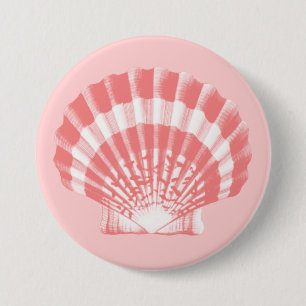 Bóton Redondo 7.62cm Seashell - coral rosa e branco