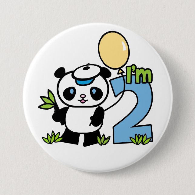 Bóton Redondo 7.62cm Segundo aniversário Panda Boy (Frente)