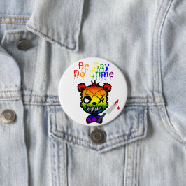 Bóton Redondo 7.62cm Seja Gay, Cometa Crimes Urso do Orgulho LGBTQ+