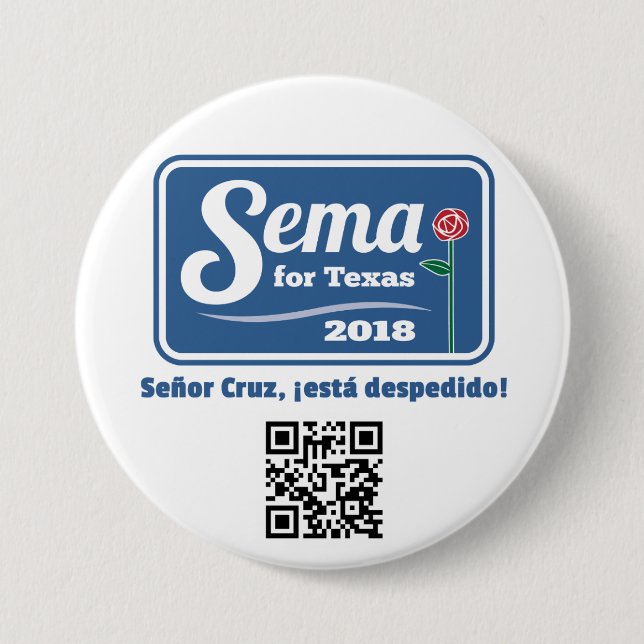 Bóton Redondo 7.62cm Sema para Texas 2018 3" botão (Frente)