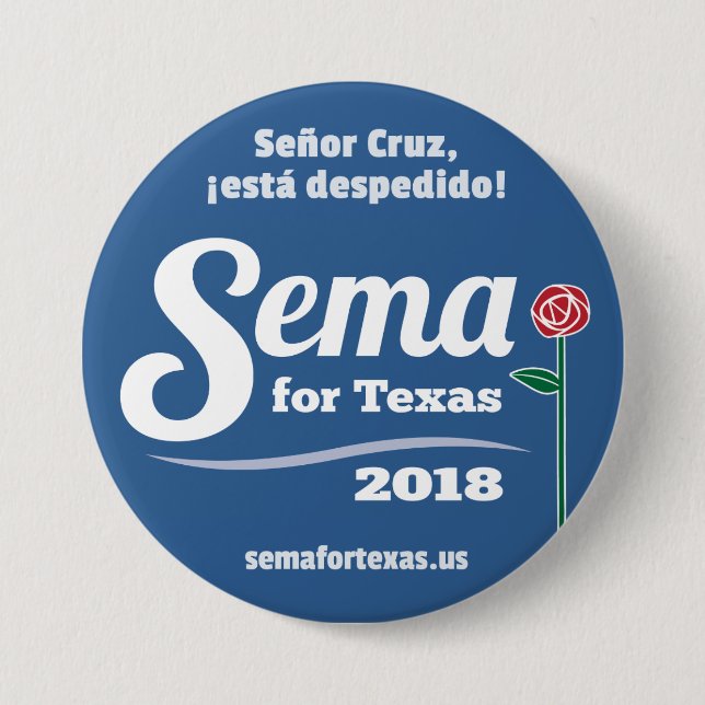 Bóton Redondo 7.62cm Sema para Texas 2018 3" botão (Frente)