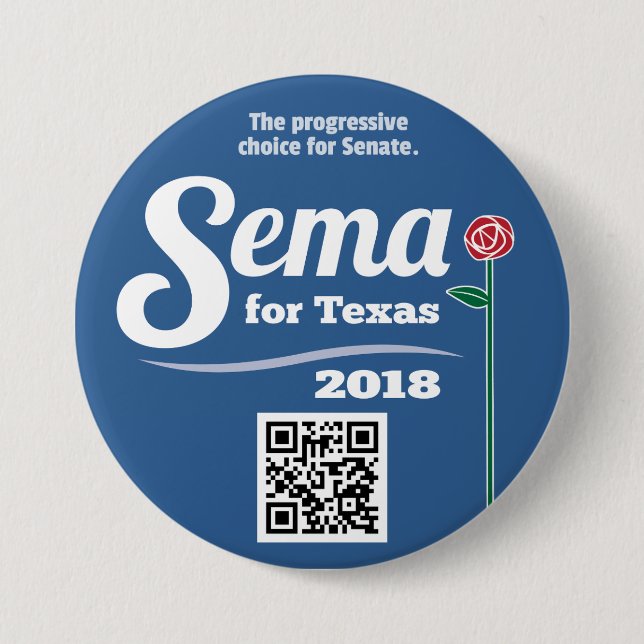 Bóton Redondo 7.62cm Sema para Texas 2018 3" botão (Frente)