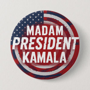 Bóton Redondo 7.62cm Senhora Presidente Kamala Harris