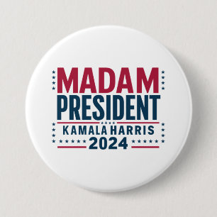 Bóton Redondo 7.62cm Senhora Presidente Kamala Harris 2024 Vote Democra