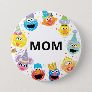 Bóton Redondo 7.62cm Sesame Street Confetti Aniversário da Mãe da Crian