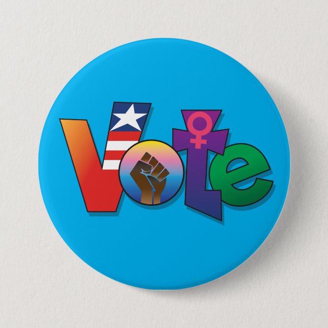 Bóton Redondo 7.62cm 'Seu voto, sua voz" Botão Azul (Frente)