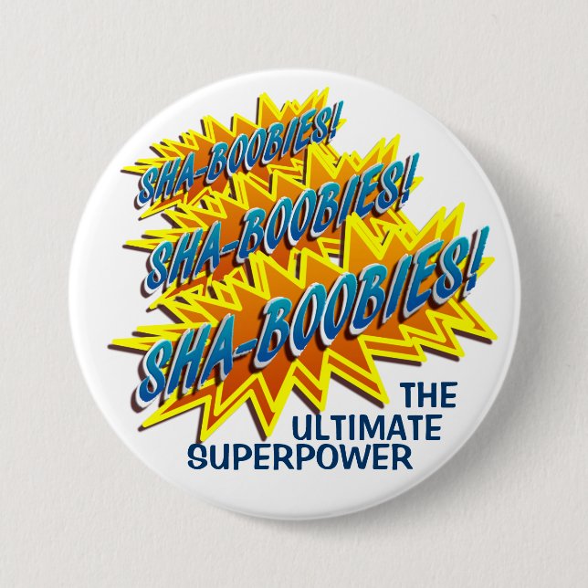 Bóton Redondo 7.62cm Sha-Boobies! Botão (Frente)