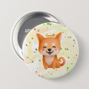 Bóton Redondo 7.62cm Shiba Inu, Um Sorriso Bonito