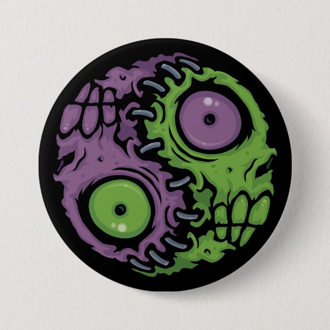 Bóton Redondo 7.62cm Sigla de Zombie Yin Yang (Frente)