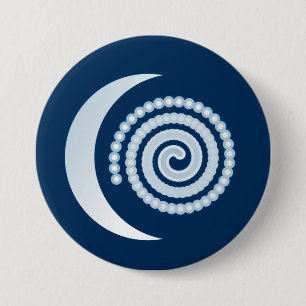 Bóton Redondo 7.62cm Silver Moon Spiral em azul escuro