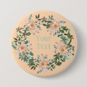 Bóton Redondo 7.62cm Símbolo da sola Floral de Cinza e cor-de-rosa eleg