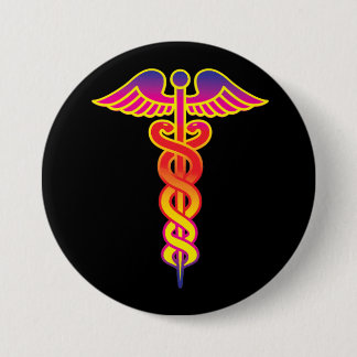 Bóton Redondo 7.62cm símbolo médico caduceus