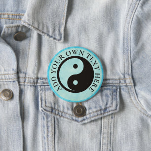 Bóton Redondo 7.62cm Símbolo Yin Yang - design de tatuagem sólida