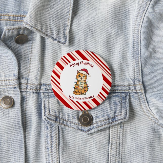 Bóton Redondo 7.62cm Simple modern merry christmas kitten CatMAS patter (In Situ)