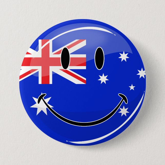 Bóton Redondo 7.62cm Sinalizador Australiano Glossy Smiling (Frente)