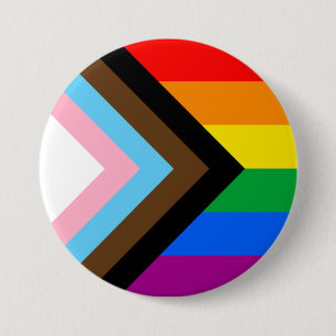 Bóton Redondo 7.62cm Sinalizador do Orgulho de Progresso LGBTQ+
