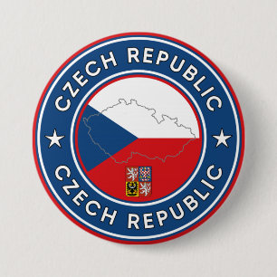 Bóton Redondo 7.62cm Sinalizador, Mapa e Emblema da República Checa