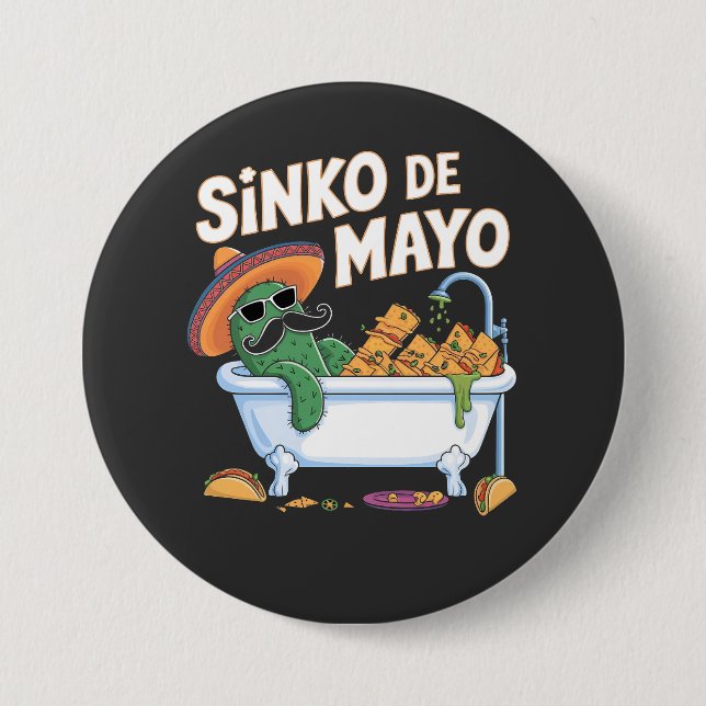 Bóton Redondo 7.62cm Sinko de Mayo Cinco De Mayo Cactus Funny (Frente)