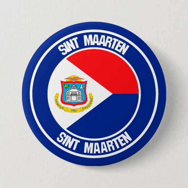 Bóton Redondo 7.62cm Sint Maarten Round Emblem (Frente)