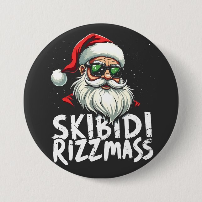 Bóton Redondo 7.62cm Skibidi Rizzmas Engraçado Gen Alpha Slang Natal (Frente)