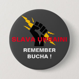 BÓTON REDONDO 7.62CM SLAVA UKRAINI LEMBRA BUCHABUTTON