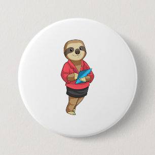 Bóton Redondo 7.62cm Sloth como Secretário com Notepad