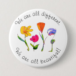 Bóton Redondo 7.62cm Somos Todos Diferentes E Lindos Florais De Diversi