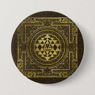 Bóton Redondo 7.62cm Sri Dourado Yantra/Sri Chakra