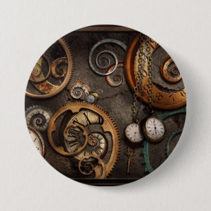Bóton Redondo 7.62cm Steampunk - abstrato - tempo é complicado