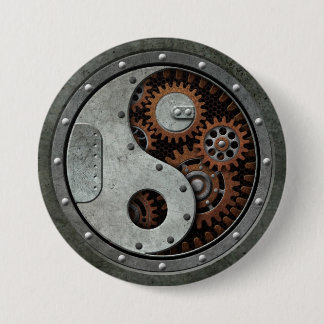 Bóton Redondo 7.62cm Steampunk Yin Yang