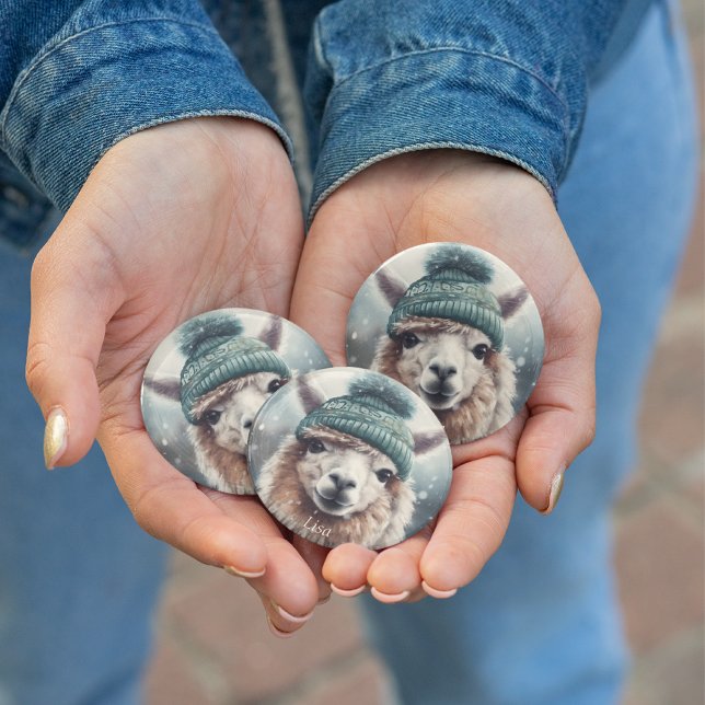 Bóton Redondo 7.62cm Sweet Winter Alpaca, personalizado (Criador carregado)