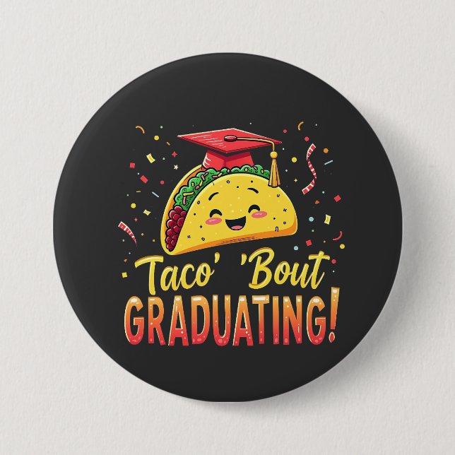 Bóton Redondo 7.62cm Taco 'Sobre Graduação Cinco De Mayo (Frente)