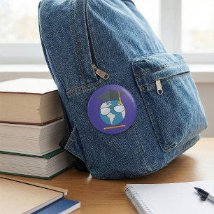 Bóton Redondo 7.62cm Tampa de Graduação em Educação Global Terra Planet
