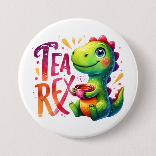 Bóton Redondo 7.62cm Tea Rex Dinosaur (Frente)