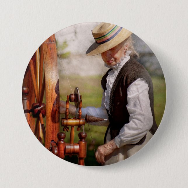 Bóton Redondo 7.62cm - Tecendo - a roda grande Sewing mantem-se no giro (Frente)