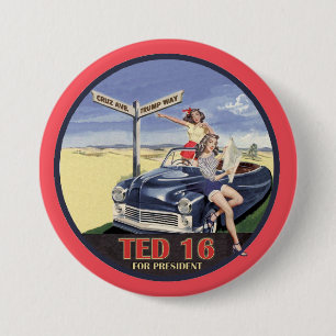 Bóton Redondo 7.62cm Ted Cruz para o presidente 2016