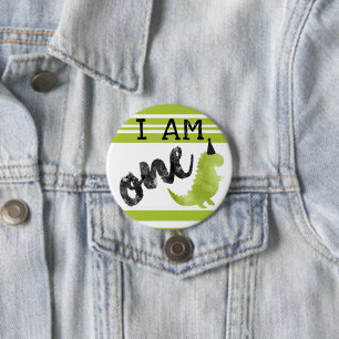 Bóton Redondo 7.62cm Tema do dinossauro do botão do aniversário do