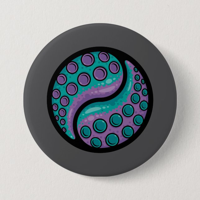 Bóton Redondo 7.62cm Tentacle Yin Yang (Frente)