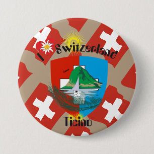 Bóton Redondo 7.62cm Tessin - Ticino Suíça - Svizzera Button