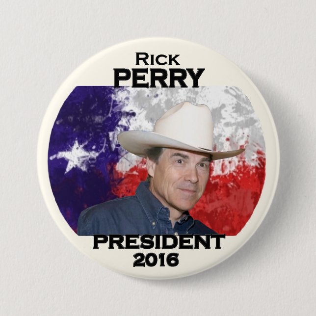 Bóton Redondo 7.62cm Texan Rick Perry para o presidente 2016 (Frente)