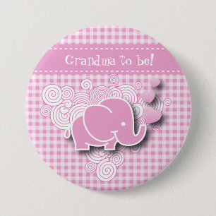 Bóton Redondo 7.62cm Texto cor-de-rosa & branco do elefante   DIY do