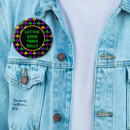 Bóton Redondo 7.62cm Texto Personalizado do Padrão Mardi Gras Fleur de