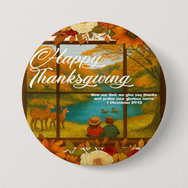 Bóton Redondo 7.62cm Thanksgiving Button (Frente)