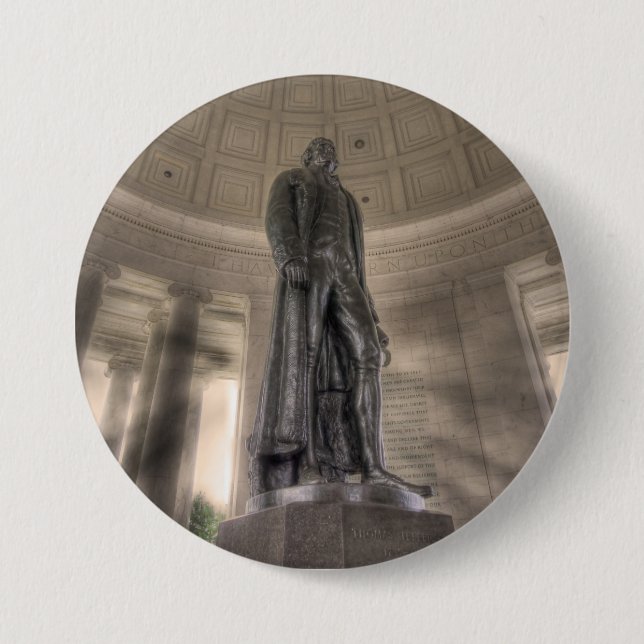 Bóton Redondo 7.62cm Thomas Jefferson Memorial Bronze Estátua (Frente)