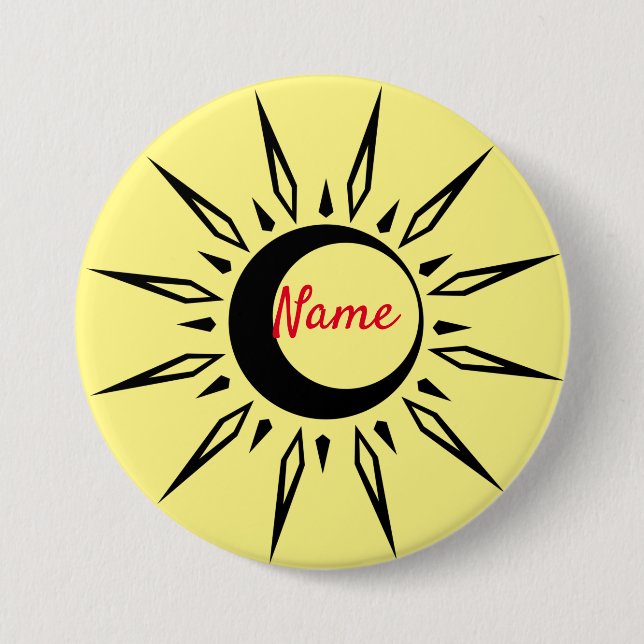 Bóton Redondo 7.62cm Thunder_Cove da Lua do Crescente Sol Brilhante (Frente)