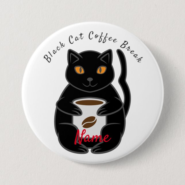 Bóton Redondo 7.62cm Thunder_Cove de Quebra de Café de Gato Preto (Frente)